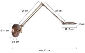 Steinhauer Applique da parete Zenith, dimmerabile, Bronzo / Ottone antico, Soggiorno / Sala da pranzo, Metallo, Moderno, Applique