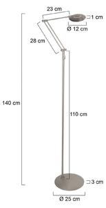 Steinhauer Lampada da terra Zenith, dimmerabile, Alluminio / Grigio / Zincato, Soggiorno / Sala da pranzo, Metallo, Moderno, Lampada da terra