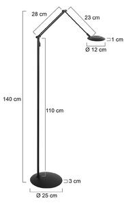 Steinhauer Lampada da terra Zenith, dimmerabile, Nero, Soggiorno / Sala da pranzo, Metallo, Moderno, Lampada da terra