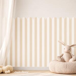 Tutte le decorazioni murali Boiserie Smerlata a righe Beige/Panna - Adesivi Murali per Bambini