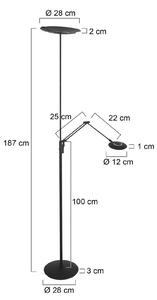 Steinhauer Lampada da terra con luce lettura Zenith, dimmerabile, Nero, Soggiorno / Sala da pranzo, Metallo, Moderno, Lampada da terra