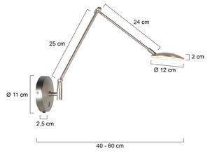 Steinhauer Applique da parete Zenith, dimmerabile, Alluminio / Grigio / Zincato, Soggiorno / Sala da pranzo, Metallo, Moderno, Applique