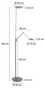 Steinhauer Lampada da terra con luce lettura Daphne, dimmerabile, Alluminio / Grigio / Zincato, Soggiorno / Sala da pranzo, Metallo, Moderno, Lampada da terra