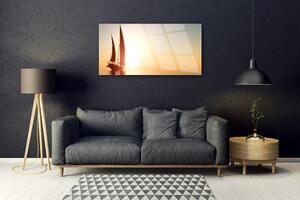 Quadro di vetro Barca mare sole paesaggio 100x50 cm