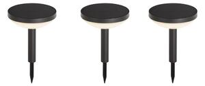 Set di 3 faretti a picchetto neri con LED solare IP44 - Solar