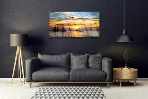Quadro su vetro Barche Mare Sole Paesaggio 100x50 cm