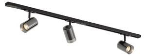 Sistema di illuminazione a binario moderno nero con 3 faretti monofase - Iconic Lloyd