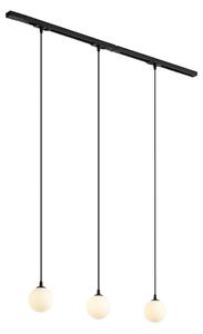 Sistema di illuminazione a binario moderno nero con 3 luci a sospensione bianche monofase - Iconic Perle