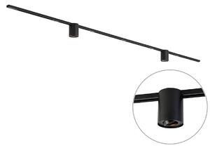 Sistema di illuminazione a binario moderno nero con 2 faretti monofase - Iconic Rondoo Up