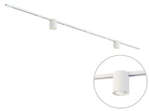 Sistema di illuminazione a binario moderno bianco con 2 faretti monofase - Iconic Rondoo Up