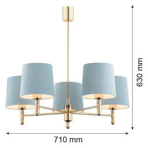 Brilagi - Lampadario su asta MONTE 5xE27/60W/230V blu/oro