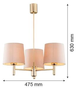 Brilagi - Lampadario su asta MONTE 3xE27/60W/230V beige/oro