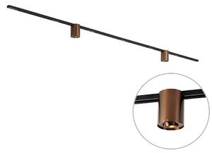 Sistema di illuminazione a binario moderno nero con 2 faretti bronzo scuro 1 fase - Iconic Rondoo Up