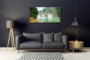 Quadro su vetro Paesaggio cascata foresta 100x50 cm
