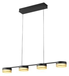 HELL Mesh lampada LED sospens. 4 luci dimmer, nero/oro