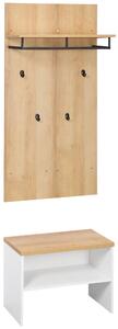 HOMCOM Mobile da Ingresso con Scarpiera Bassa, Panca e Appendiabiti da 4 Ganci in Truciolato e Acciaio, 60x28x120 cm | Aosom Italy