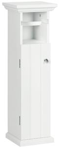 Kleankin Mobile Bagno con Porta Carta Igienica e Armadietto in Legno MDF, 21.5x17.8x66.5cm, Bianco|Aosom