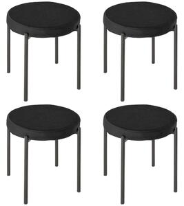 HOMCOM Set 4 Sgabelli Bassi e Rotondi in Metallo e Tessuto, Effetto Velluto, 41.5x41.5x46 cm, Nero | Aosom Italy