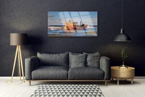 Quadro vetro Barca Mare Paesaggio 100x50 cm