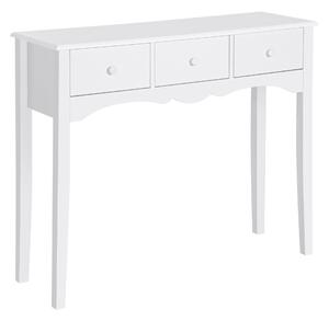 HOMCOM Tavolo Consolle Moderno da Ingresso con 3 Cassetti, in MDF, per cucina, sala da pranzo, soggiorno, corridoio, 100x32x85 cm, Bianco|Aosom Italy