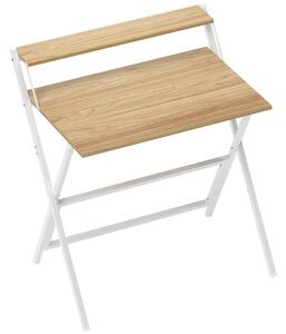 HOMCOM Scrivania Pieghevole con Ripiano per Monitor, 81.5x62x86.5 cm, Legno e Bianco | Aosom Italy