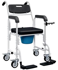 HOMCOM Sedia a Rotelle con WC Impermeabile 4 in 1 con Poggiapiedi Ribaltabili, in Alluminio e Plastica, Nero