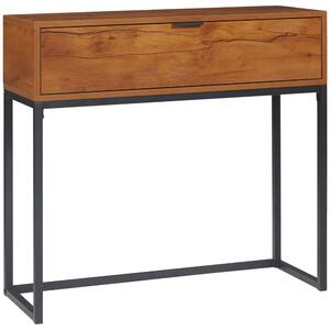 HOMCOM Consolle da Ingresso Minimal con Cassetto, in Legno e Acciaio, 80x30x76 cm, Color Legno e Nero | Aosom Italy