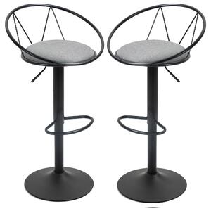 HOMCOM Set 2 Sgabelli Bar con Altezza Regolabile, Sgabelli Cucina Alti con Schienale, Poggiapiedi e Seduta Morbida, Struttura in Metallo, Sedie Bar Alte Girevoli a 360°, per Penisola, Grigio | Aosom Italy