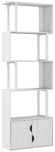 HOMCOM Libreria Moderna con 5 Ripiani e Armadietto a 2 Ante in Legno, 60x23.8x179.2 cm, Bianco | Aosom Italy