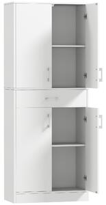 HOMCOM Credenza Cucina Alta con 2 Armadietti e un Cassetto Centrale, Ripiani Regolabili e 4 Ante Totali, Bianco | Aosom Italy