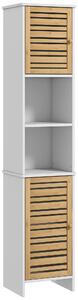 HOMCOM Mobile Bagno Alto 170cm, con 2 Armadietti e Ripiani Regolabili, Scomparti Aperti, per Lavanderia, Bianco | Aosom Italy