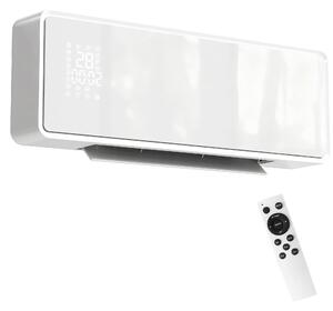 HOMCOM Stufa Ceramica 2000W a Parete con 3 Modalità, Temperatura Regolabile, Timer, Telecomando, Blocco Bambini, Bianco | Aosom Italy