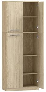 HOMCOM Mobile Contenitore Minimal con 2 Armadietti e Mensole Regolabili, in Legno color Rovere, 59x31x155 cm | Aosom Italy