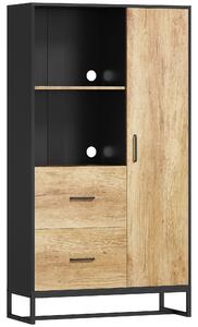 HOMCOM Credenza Moderna da Cucina con 2 Cassetti, 2 Ripiani e un Armadietto, 88x35x160 cm, Legno e Nero | Aosom Italy