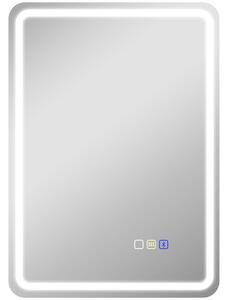 HOMCOM Specchio Bagno LED con Bluetooth, Illuminazione Regolabile e Funzione Memory, in Vetro Temperato, 70x50x3.5 cm | Aosom Italy