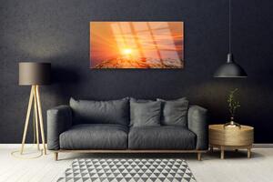 Quadro vetro Sole Cielo Montagna Paesaggio 100x50 cm