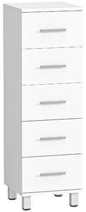 HOMCOM Cassettiera a 5 Cassetti per Camera da Letto e Soggiorno in Legno FSC, 30x30x95 cm, Bianco | Aosom Italy
