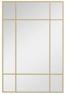 HOMCOM Specchio da Parete Stile Finestra con Montaggio Verticale e Orizzontale, 90x60 cm, Oro | Aosom Italy