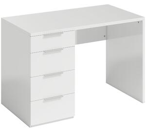 HOMCOM Scrivania con 4 Cassetti per Camera e Ufficio, 110x61.5x75 cm, Bianco Lucido | Aosom Italy