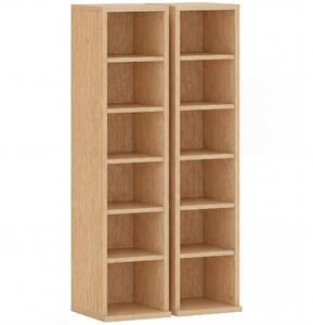 HOMCOM Set 2 Mobili Porta CD a 6 Ripiani Regolabili per 204 CD in Legno, 21x22.5x88.5 cm, Color Legno | Aosom Italy