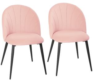 HOMCOM Set 2 Sedie da Pranzo Imbottite con Schienale a Conchiglia in Velluto, 52x55x79 cm, Rosa | Aosom Italy