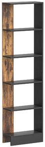 HOMCOM Libreria Moderna Salvaspazio a 5 Ripiani in Legno 45x21x170 cm, Marrone e Nero | Aosom Italy