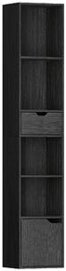 HOMCOM Scaffale Libreria a 4 Ripiani Aperti con Armadietto e Cassetto, 30x24x158 cm, Nero | Aosom Italy