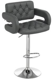 HOMCOM Sgabello da Bar Regolabile, Seduta Extra Large Girevole in Similpelle PU, Grigio | Aosom Italy