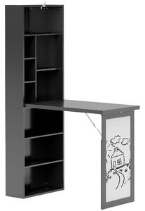 HOMCOM Scrivania Moderna Pieghevole con Libreria e Lavagna, in Legno e Metallo, 98x51x153 cm, Nero | Aosom Italy