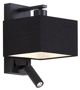 Lampada da parete moderna quadrata nera con lampada da lettura - Puglia