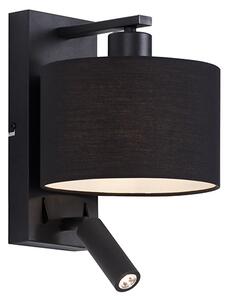 Lampada da parete moderna nera rotonda con lampada da lettura - Puglia