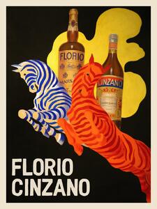 Riproduzione Florio Cinzano Vintage Bar Ad - Leonetto Cappiello, (30 x 40 cm)