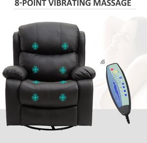 HOMCOM Poltrona Relax Massaggiante con Reclinazione e Poggiapiedi, 97x92X104cm Nero