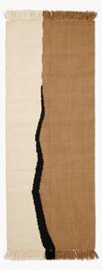 Passatoia kilim in lana tessuta a mano con frange Soil